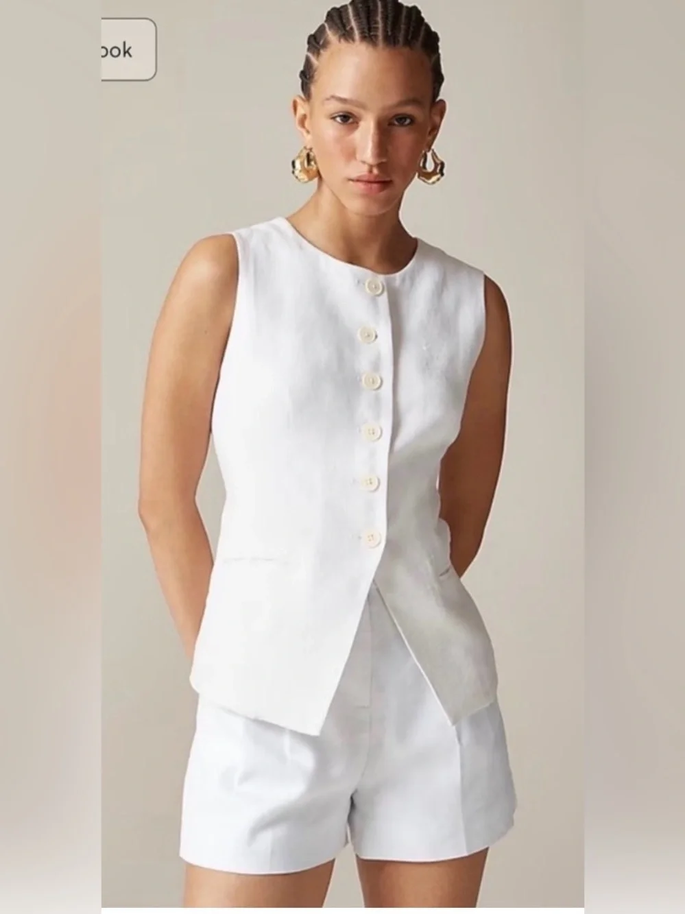 J.Crew Cutaway vest top in linen